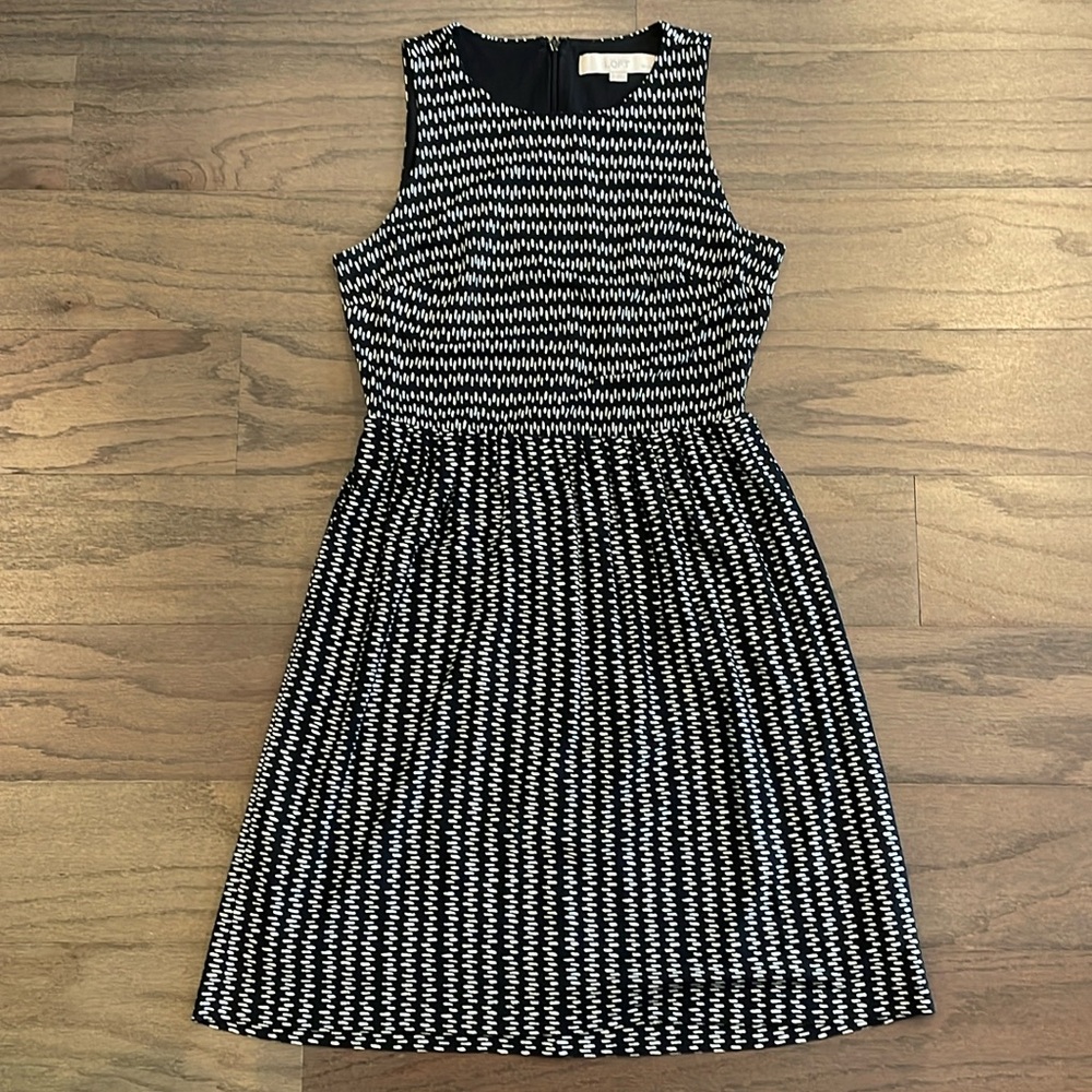 LOFT Petite Black and White Knit Dress - Size XSP